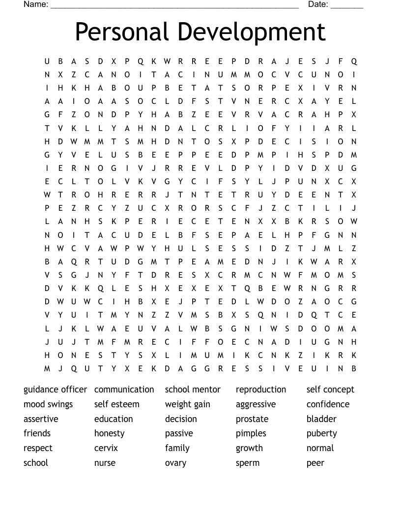 Personal Development Word Search
