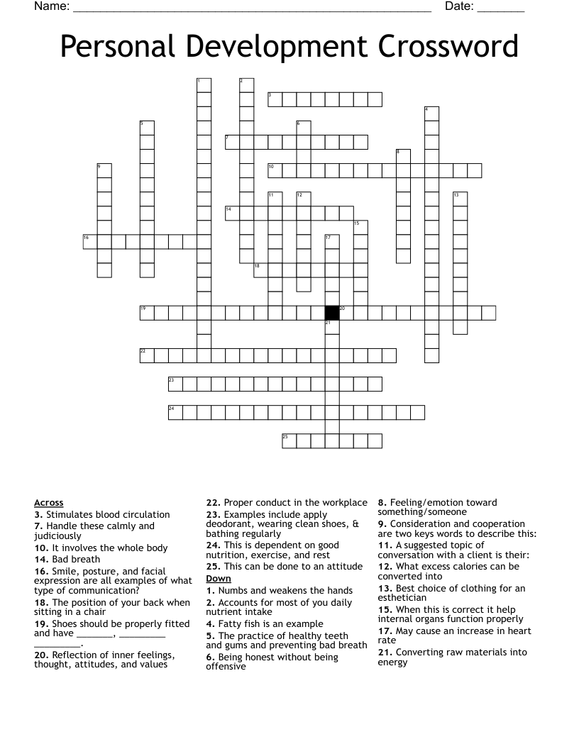 Personal Development Crossword