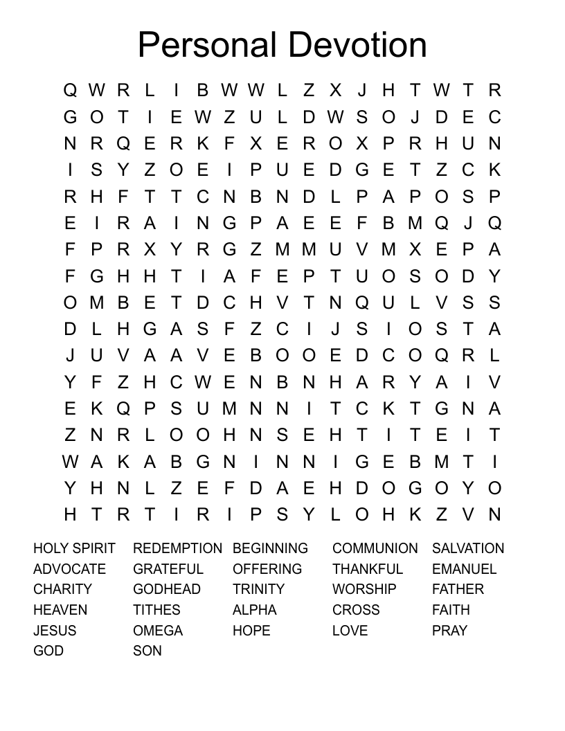 Personal Devotion  Word Search