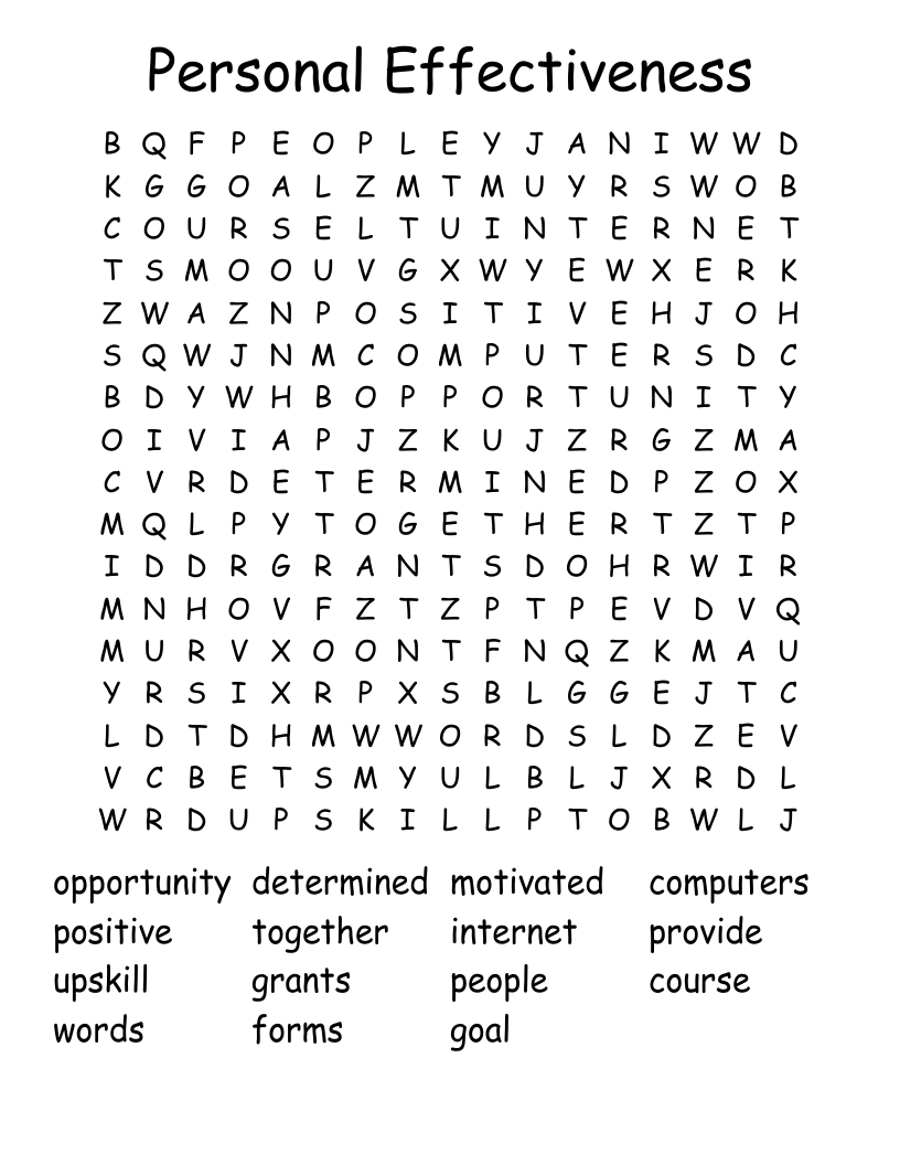 Personal Effectiveness Word Search