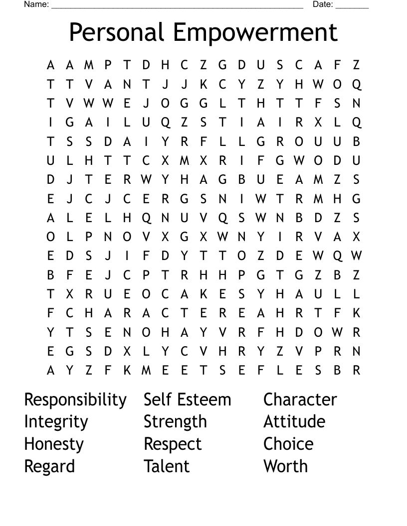 Personal Empowerment Word Search