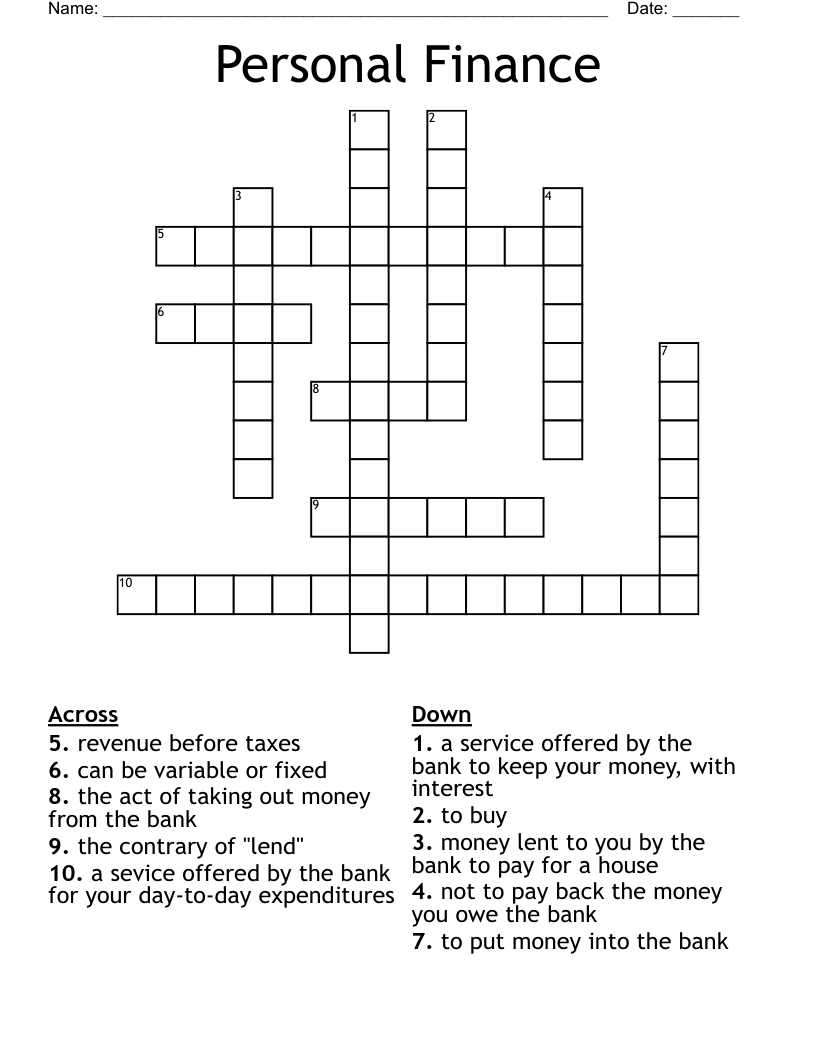 Personal Finance Crossword