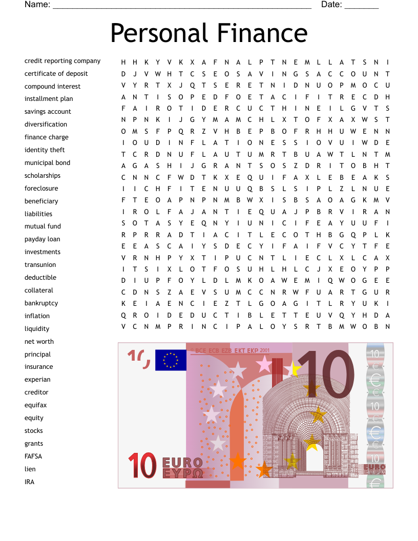 Personal Finance Word Search