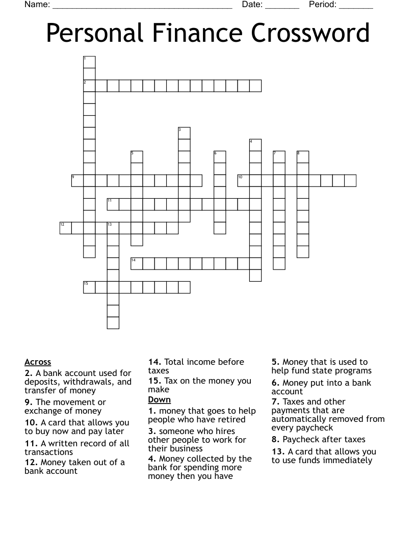 Personal Finance Crossword