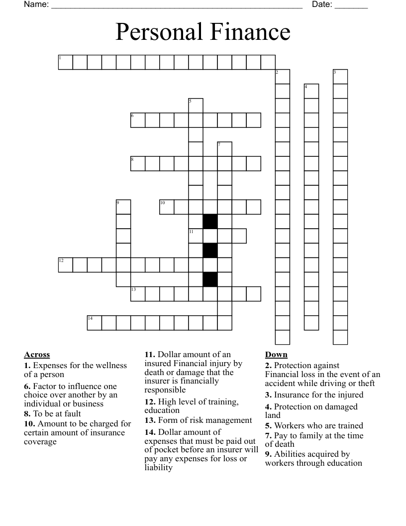 Personal Finance  Crossword
