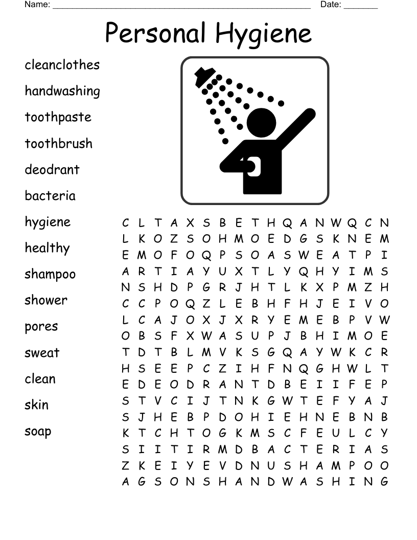 Personal Hygiene Word Search