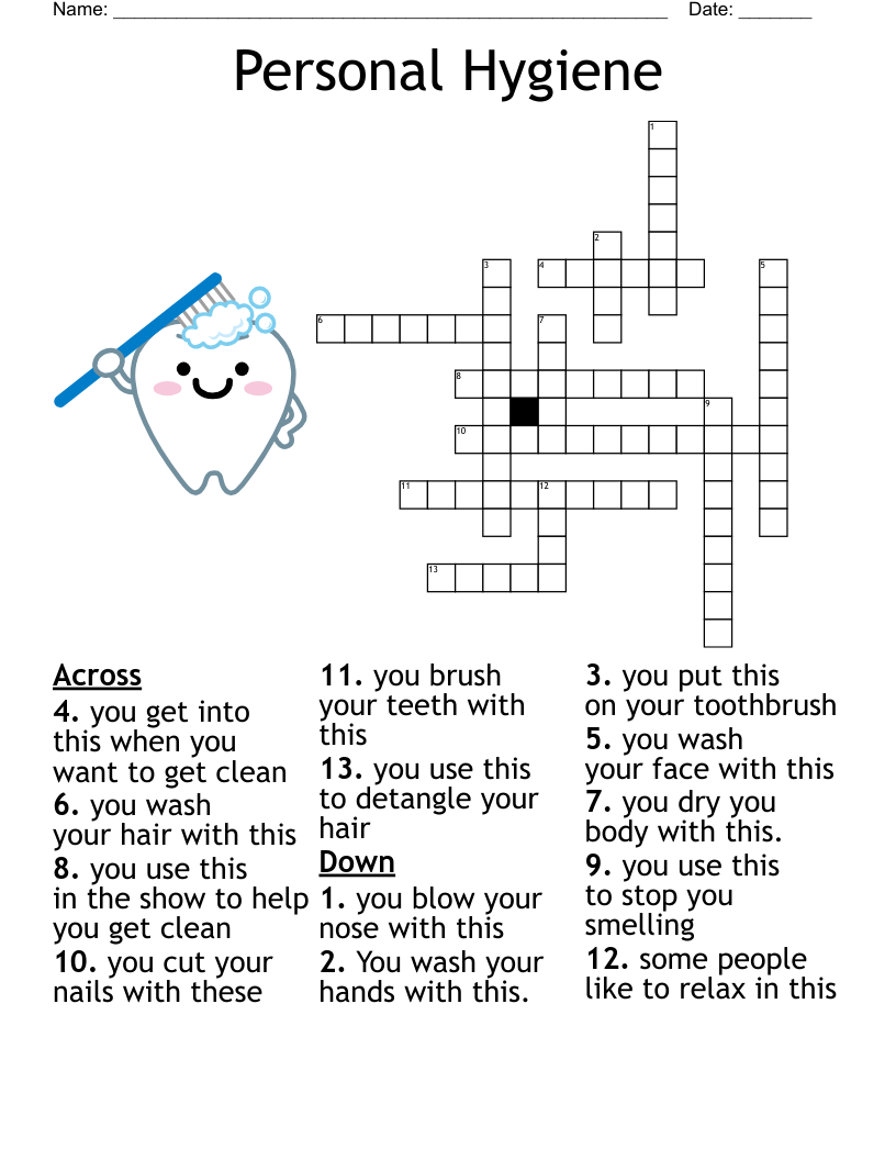 Personal Hygiene Crossword