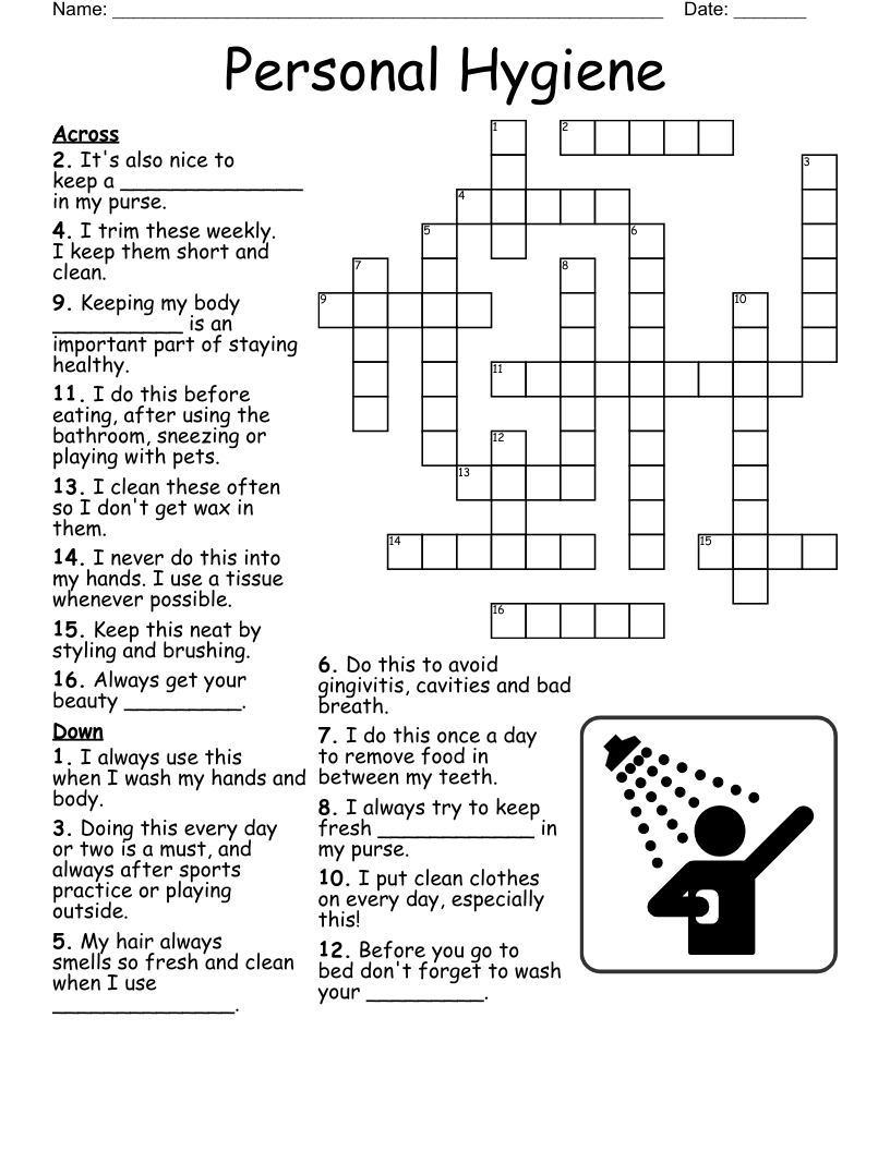 Personal Hygiene Crossword