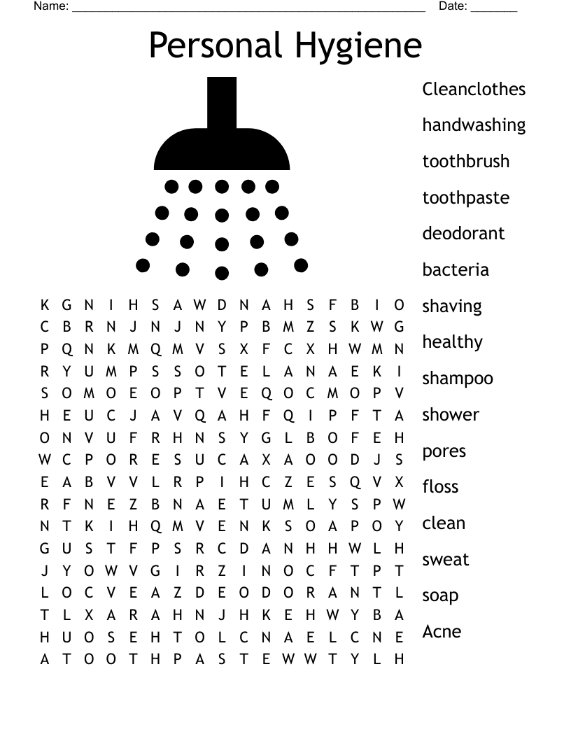 Personal Hygiene Word Search