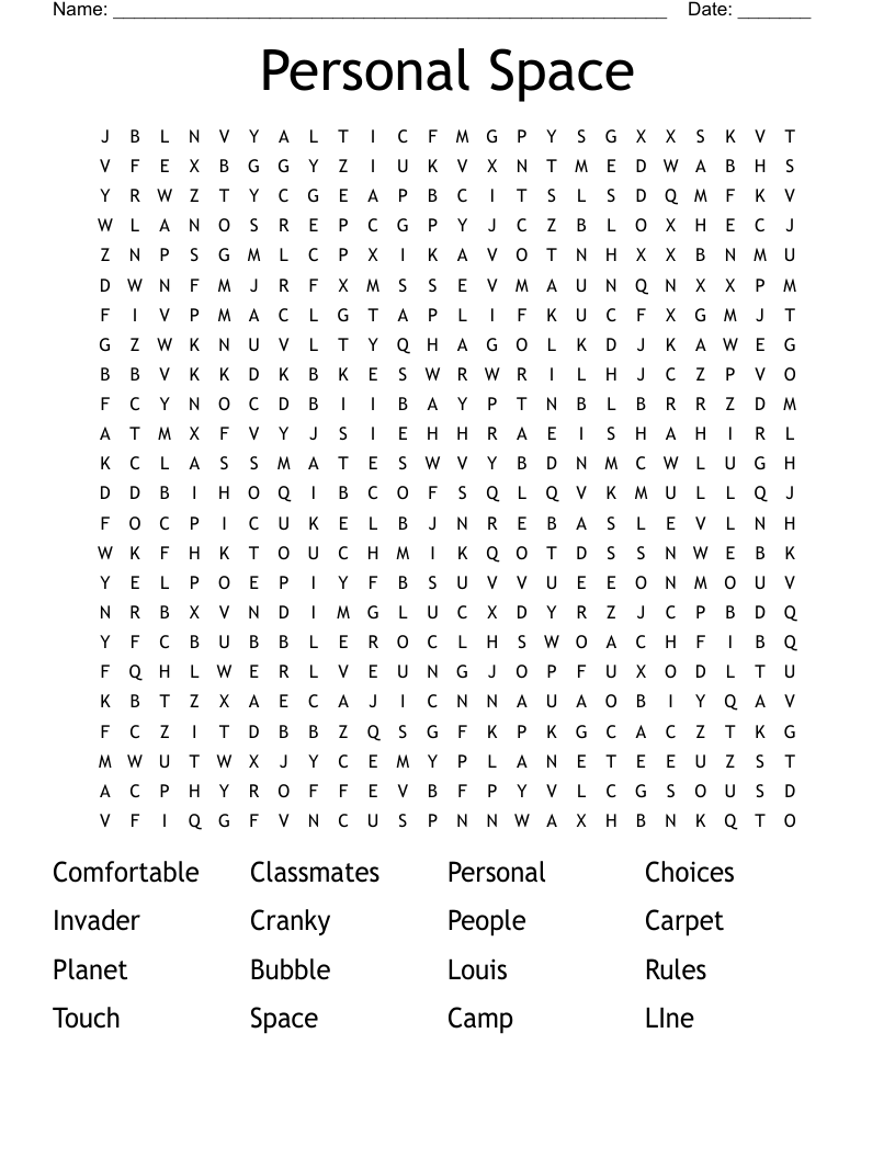 Personal Space Word Search