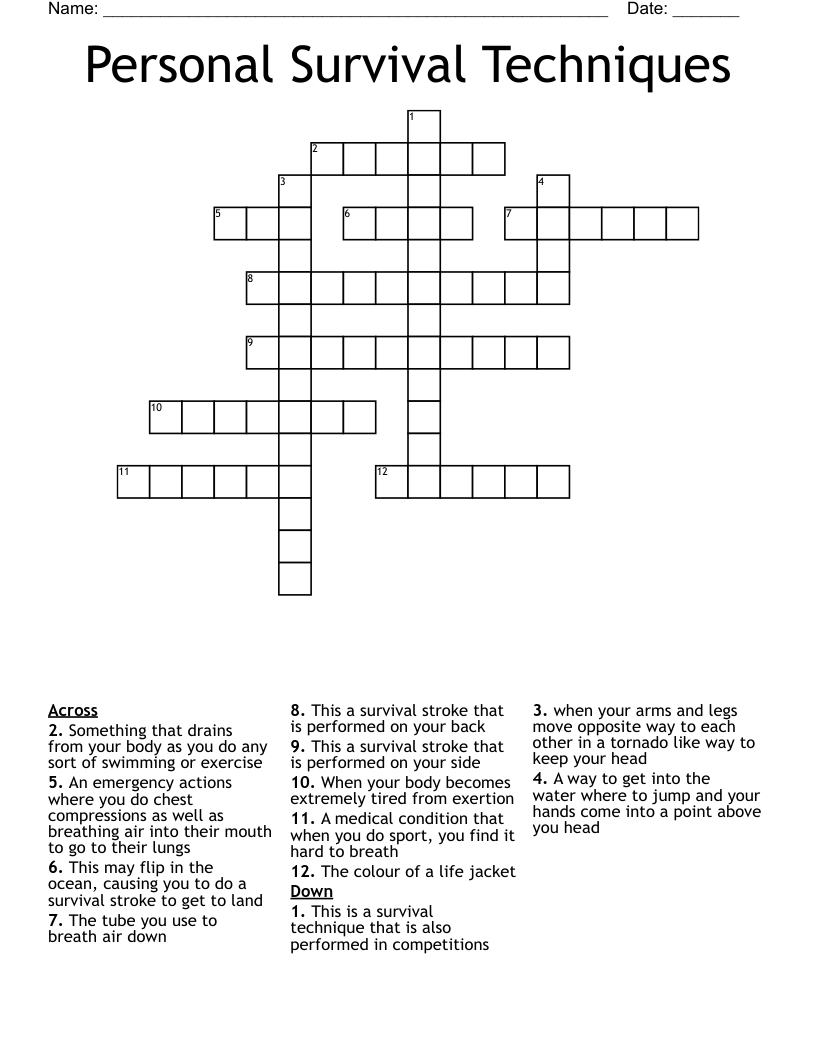 Personal Survival Techniques Crossword