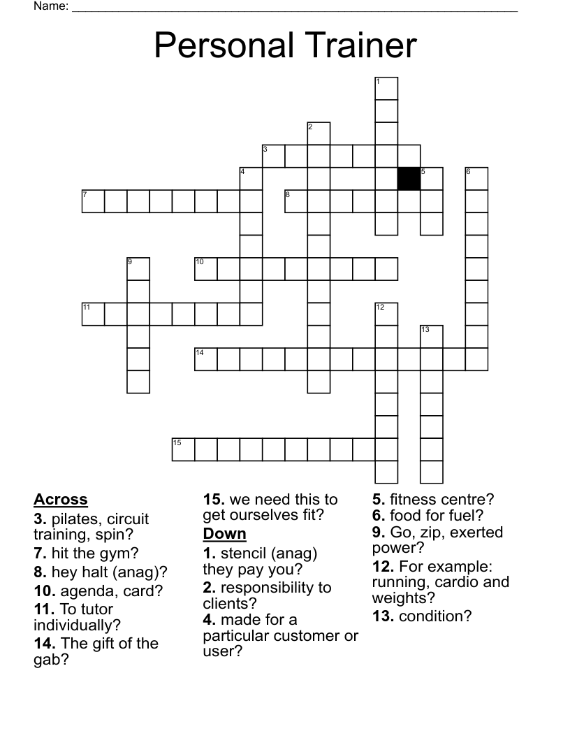 Personal Trainer  Crossword