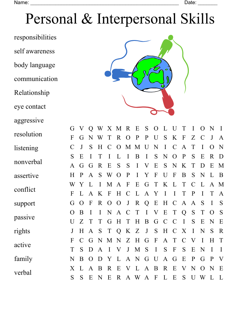 Personal & Interpersonal Skills Word Search