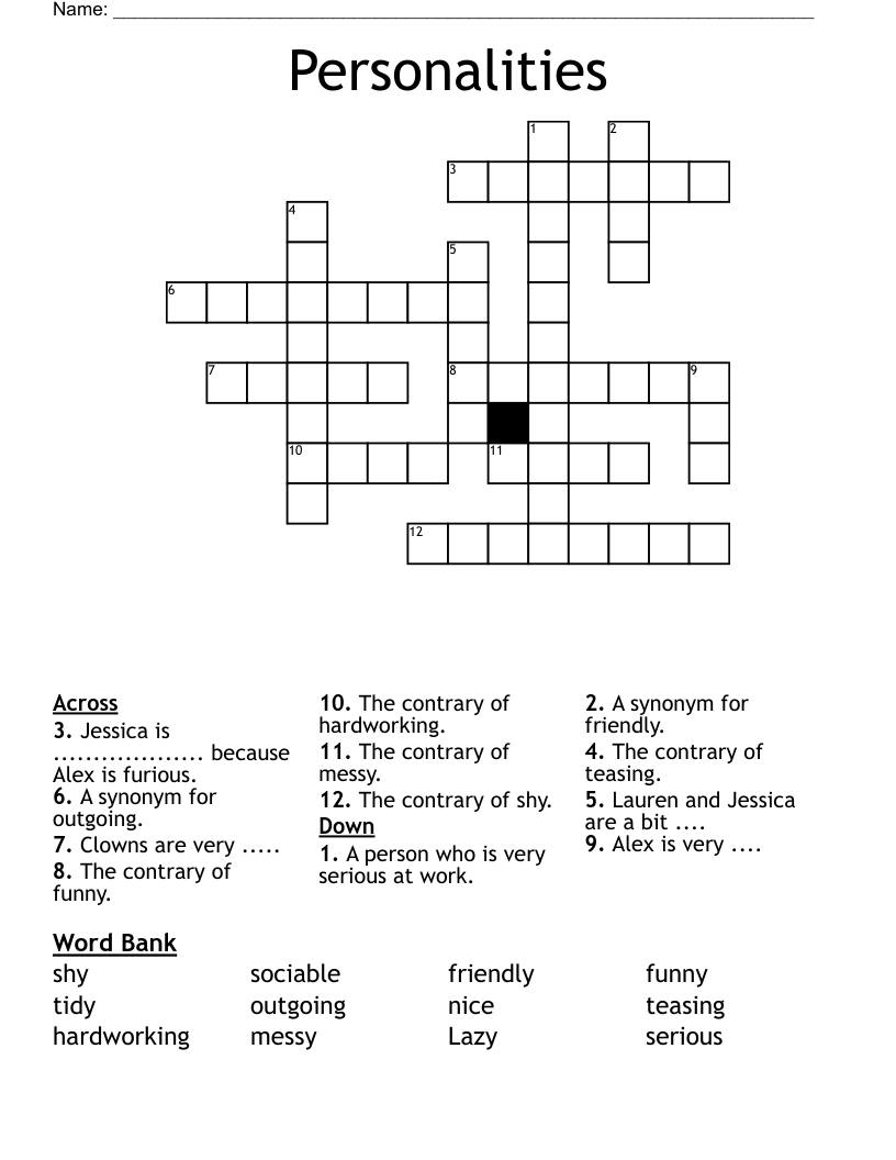 Personalities Crossword