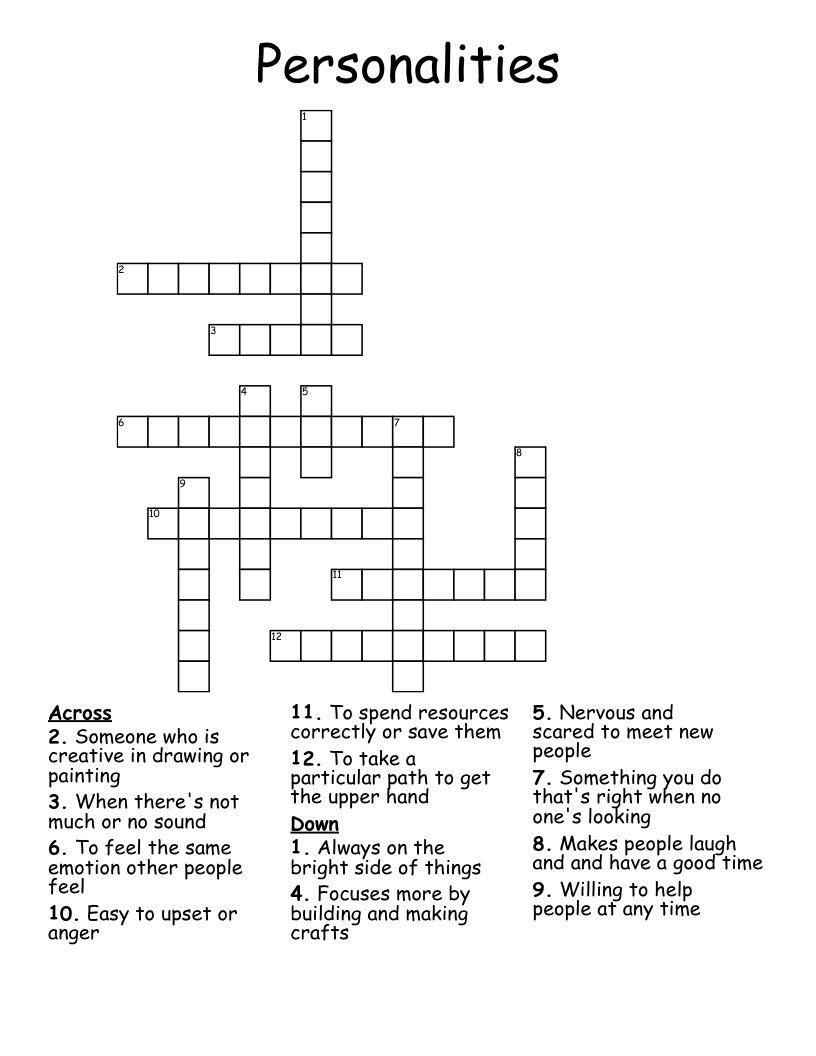 Personalities Crossword
