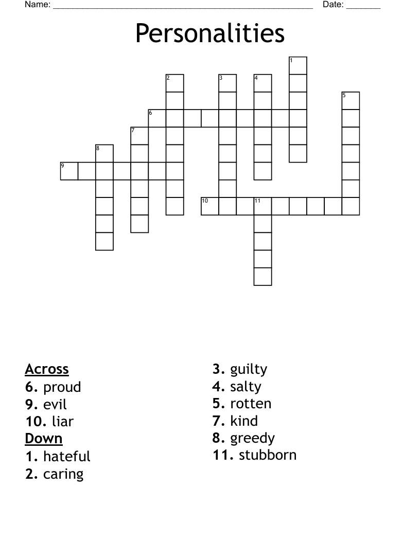 Personalities  Crossword