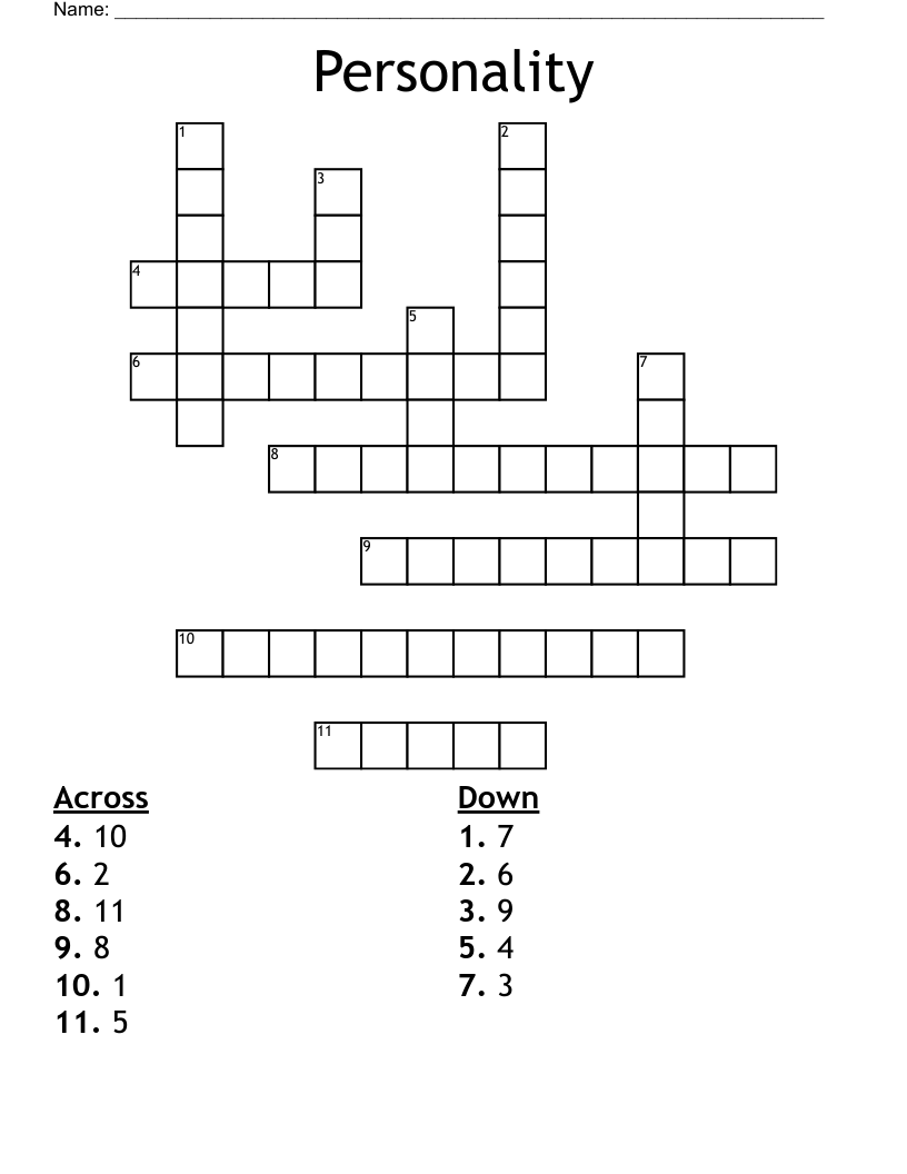 Personality Crossword