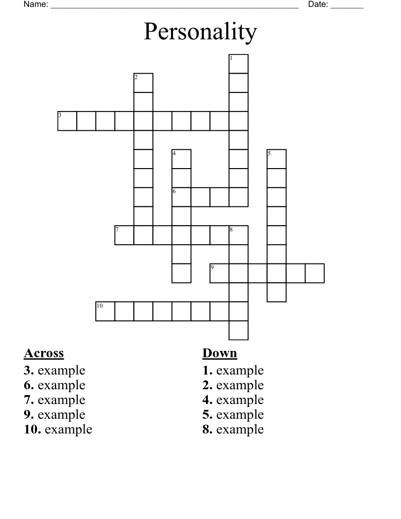Personality Crossword
