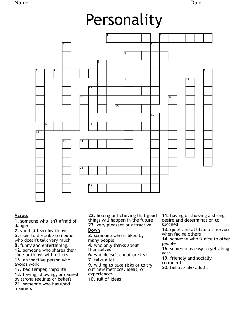 Personality Crossword