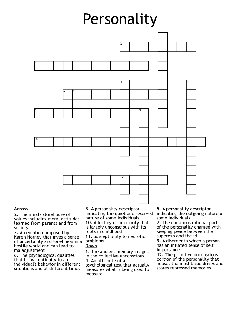 Personality Crossword