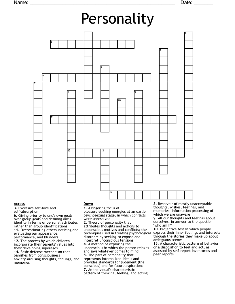 Personality Crossword