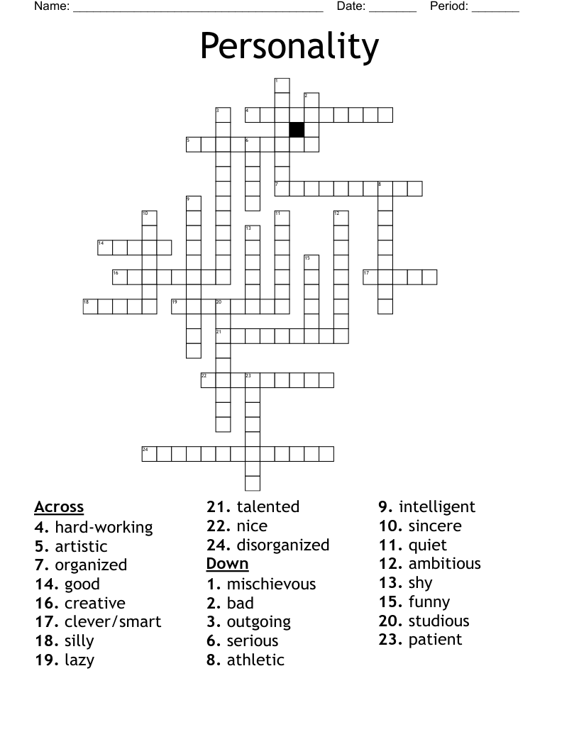 Personality Crossword