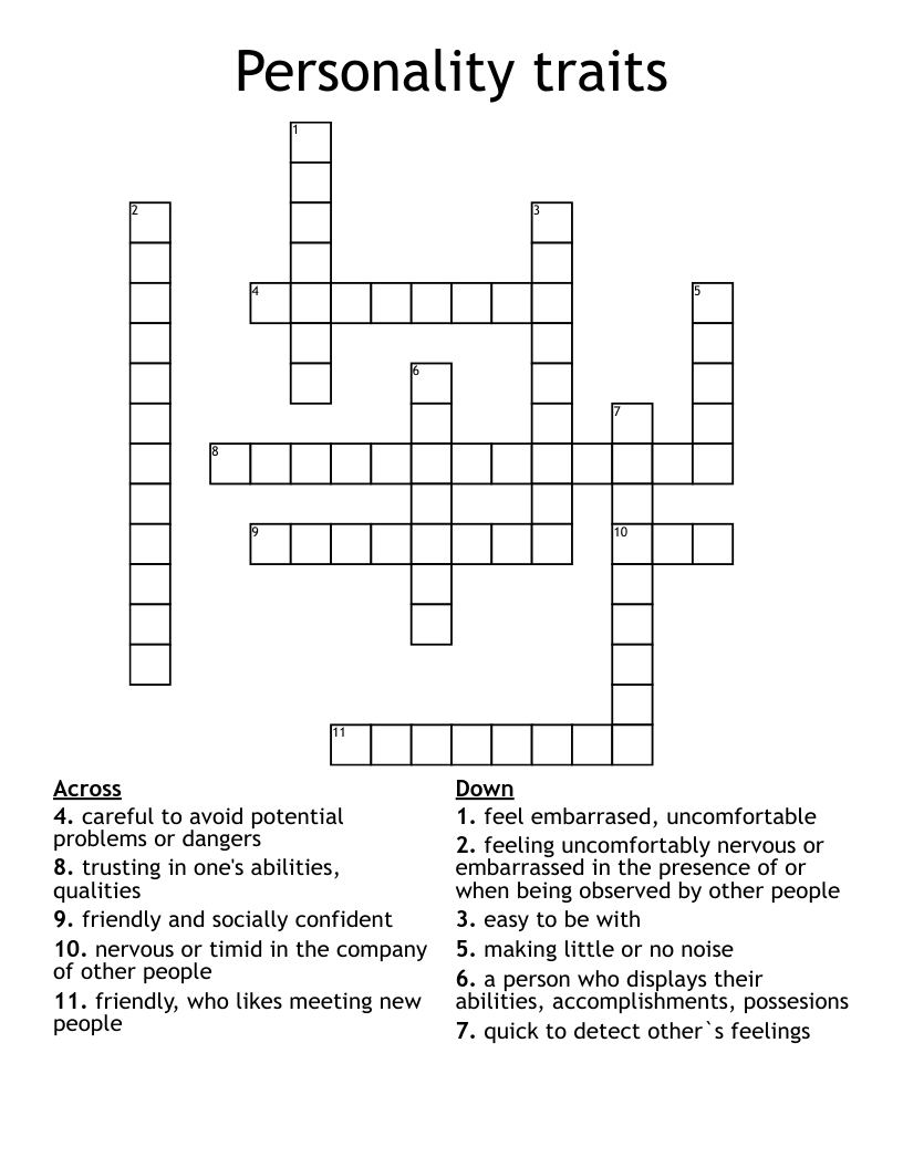 Personality traits  Crossword
