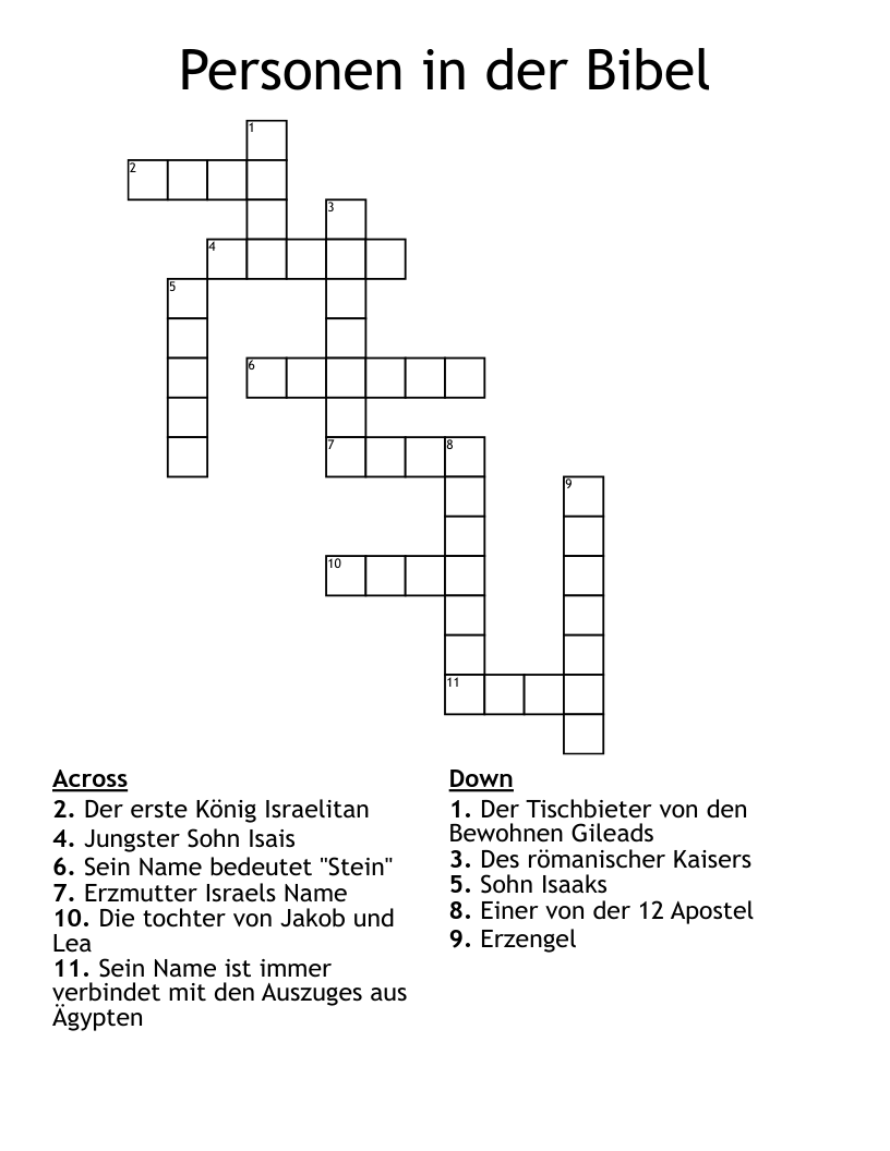Personen in der Bibel Crossword