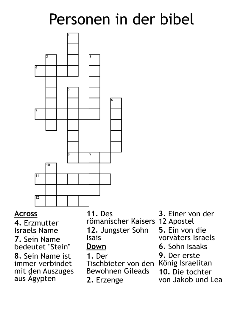 Personen in der bibel Crossword