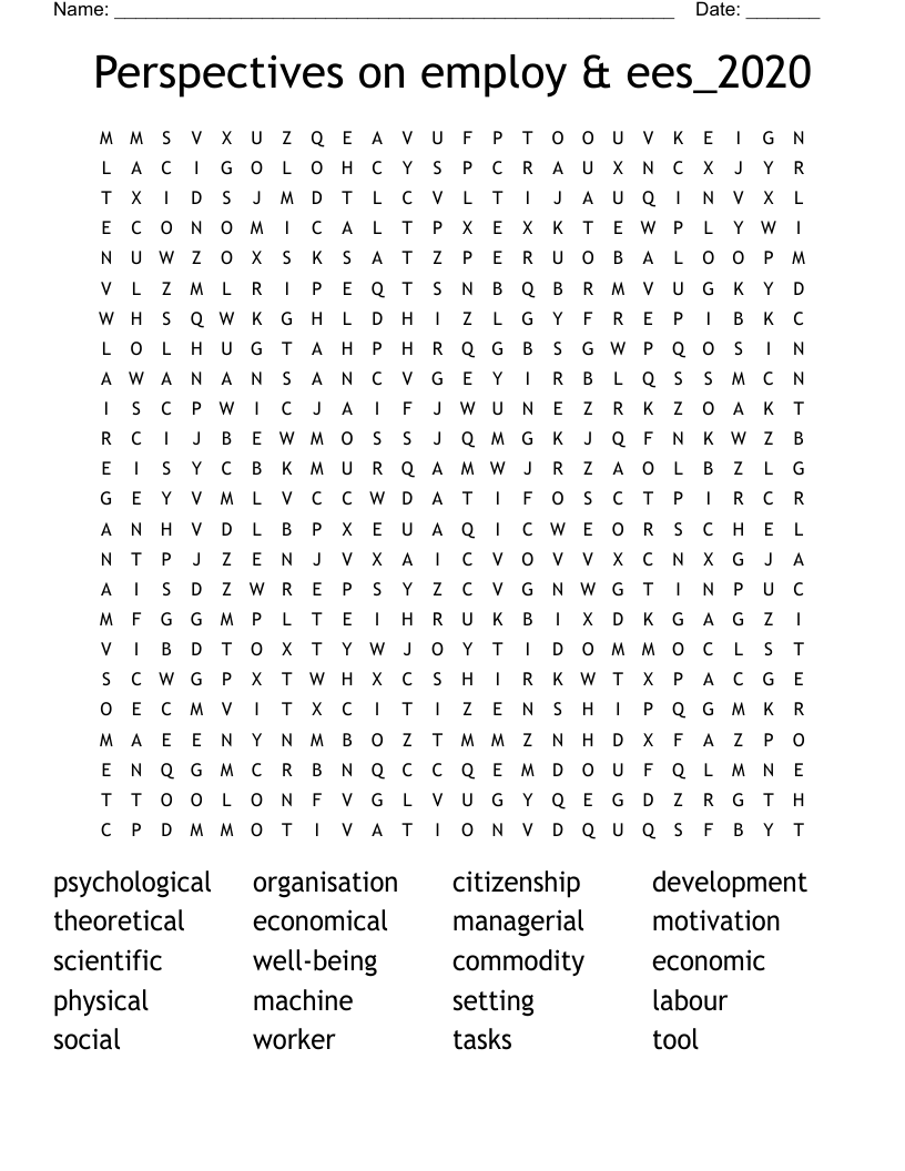 Perspectives on employ & ees_2020 Word Search