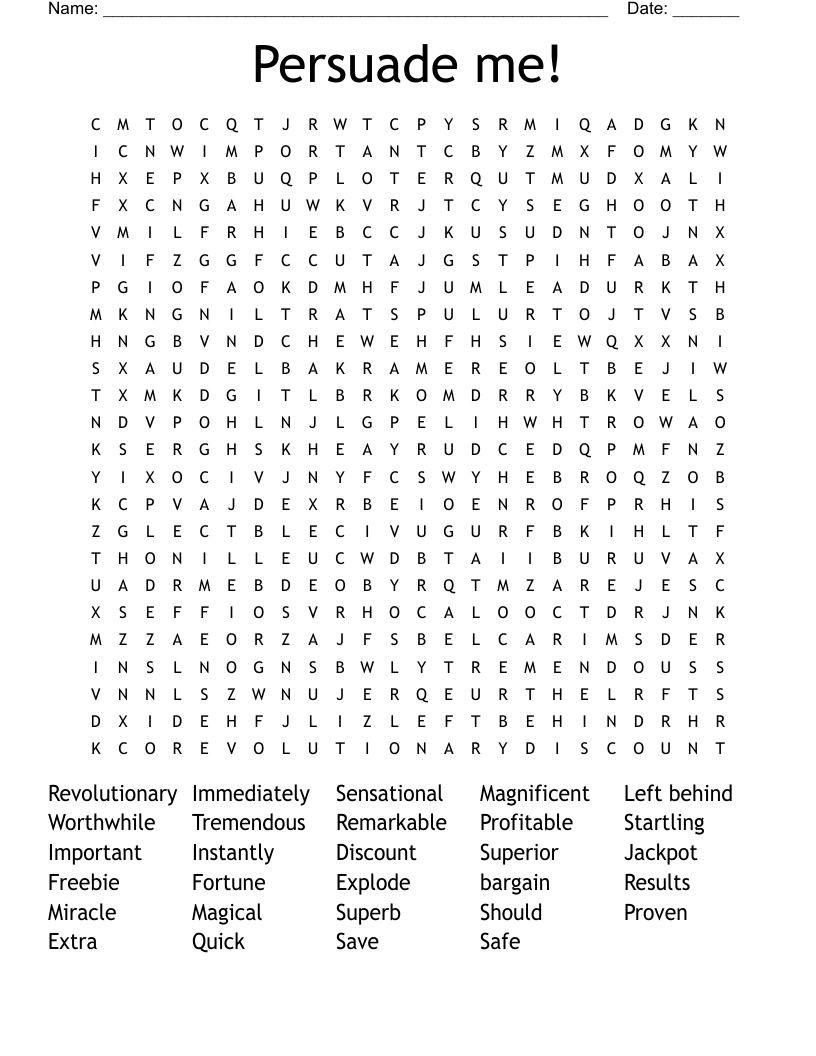 Persuade me! Word Search