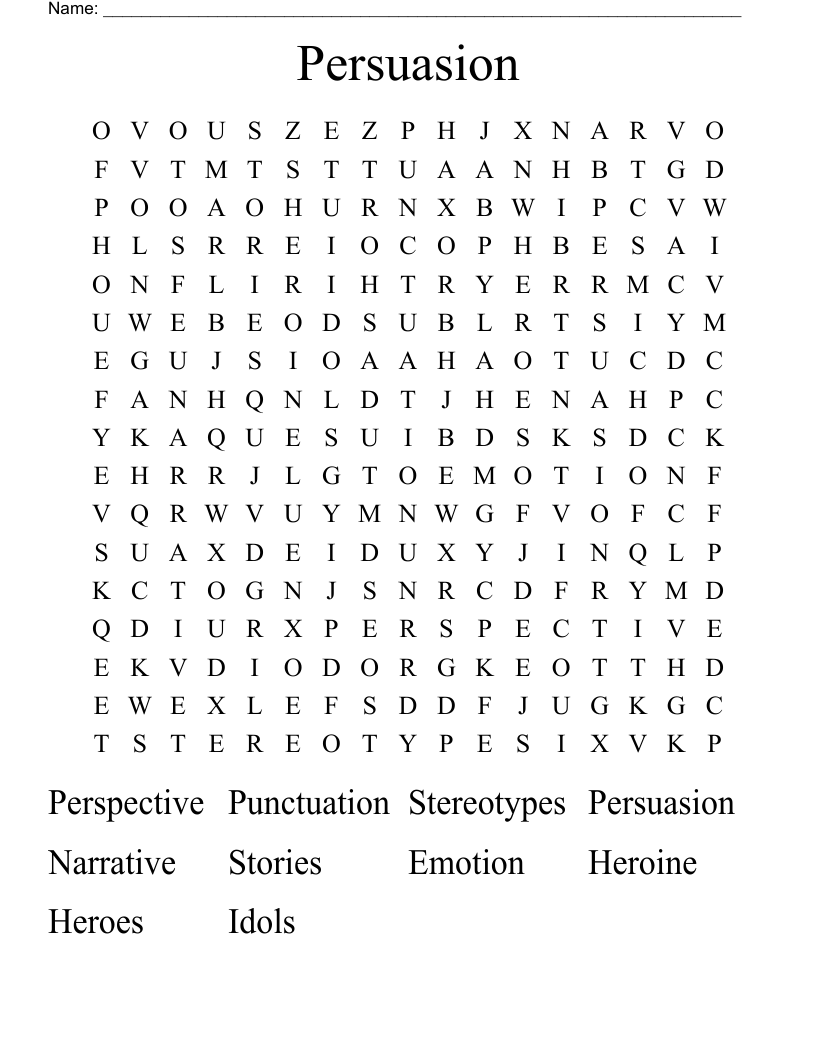 Persuasion Word Search