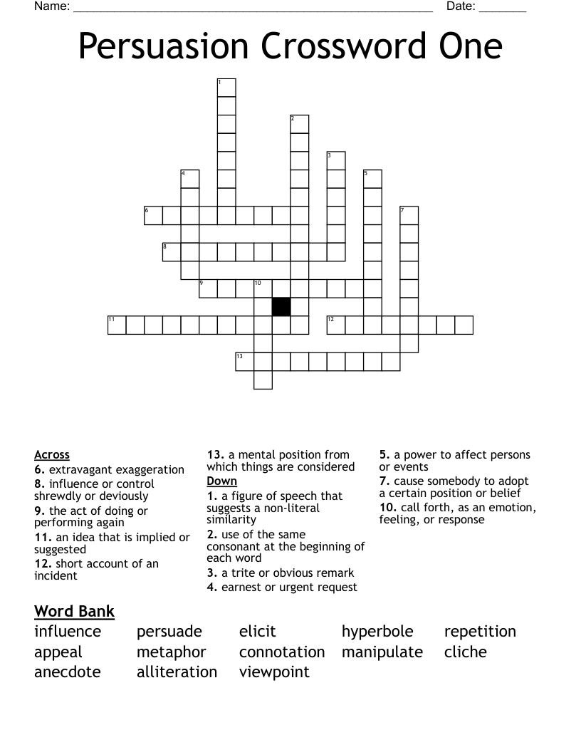 Persuasion Crossword One