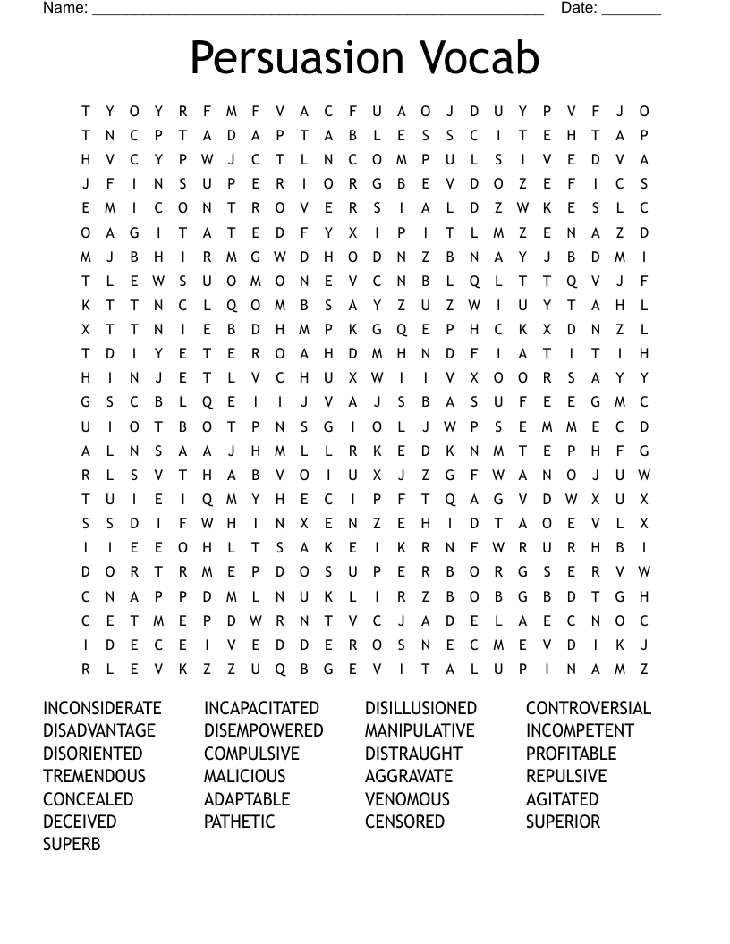 Persuasion Vocab  Word Search