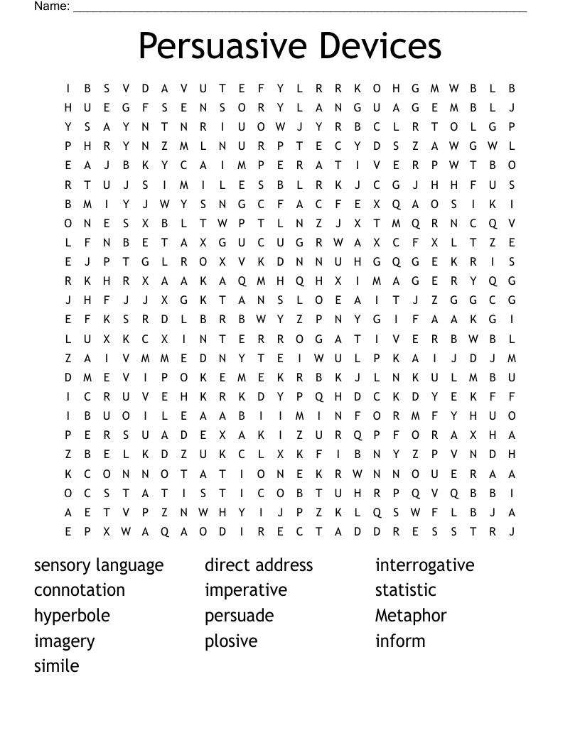 Persuasive Devices Word Search