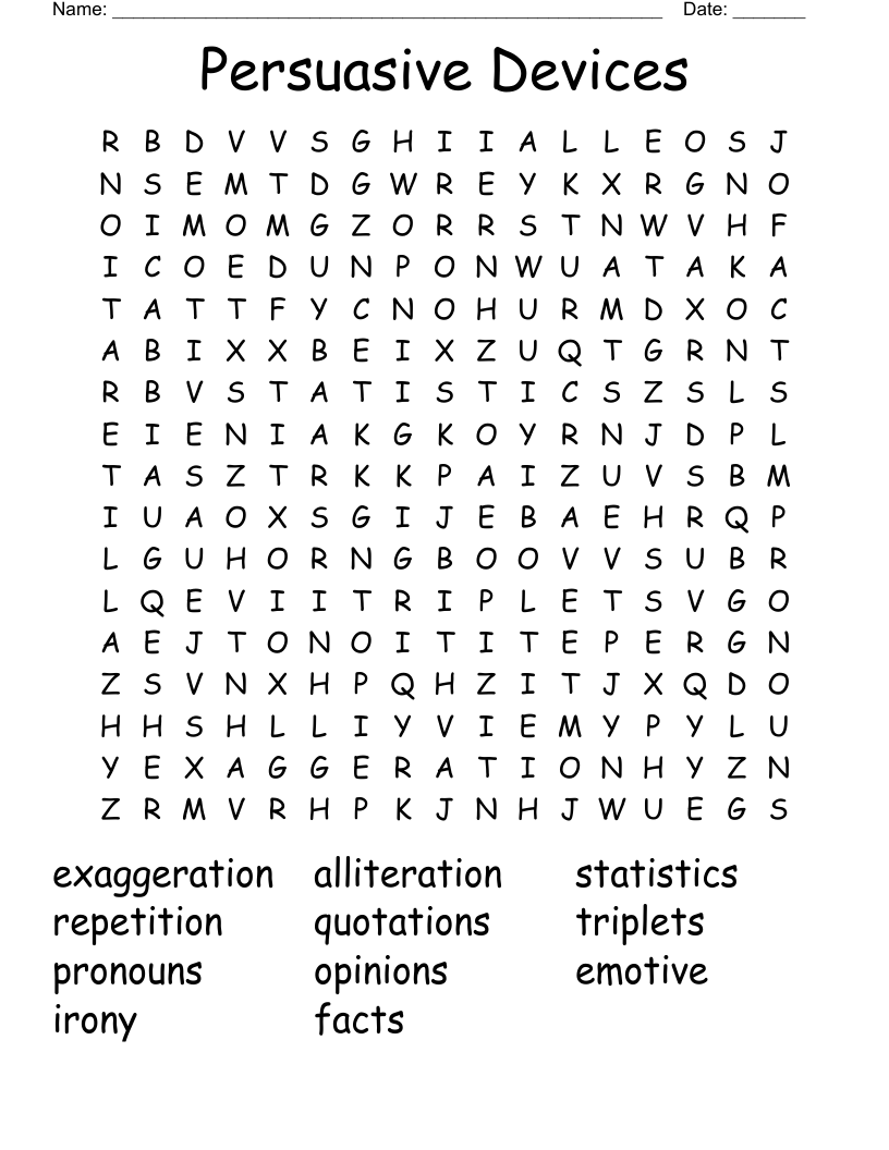 Persuasive Devices Word Search