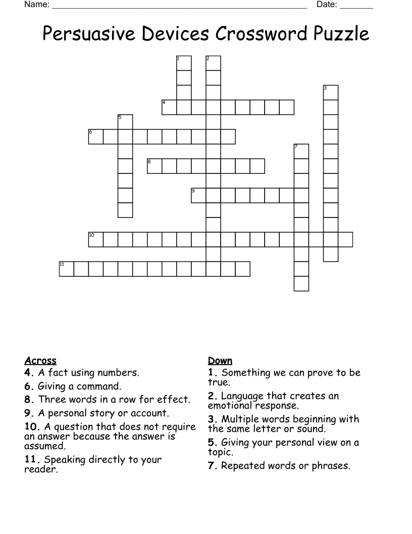 Persuasive Devices Crossword Puzzle