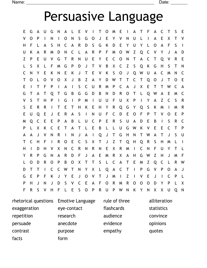 Persuasive Language Word Search