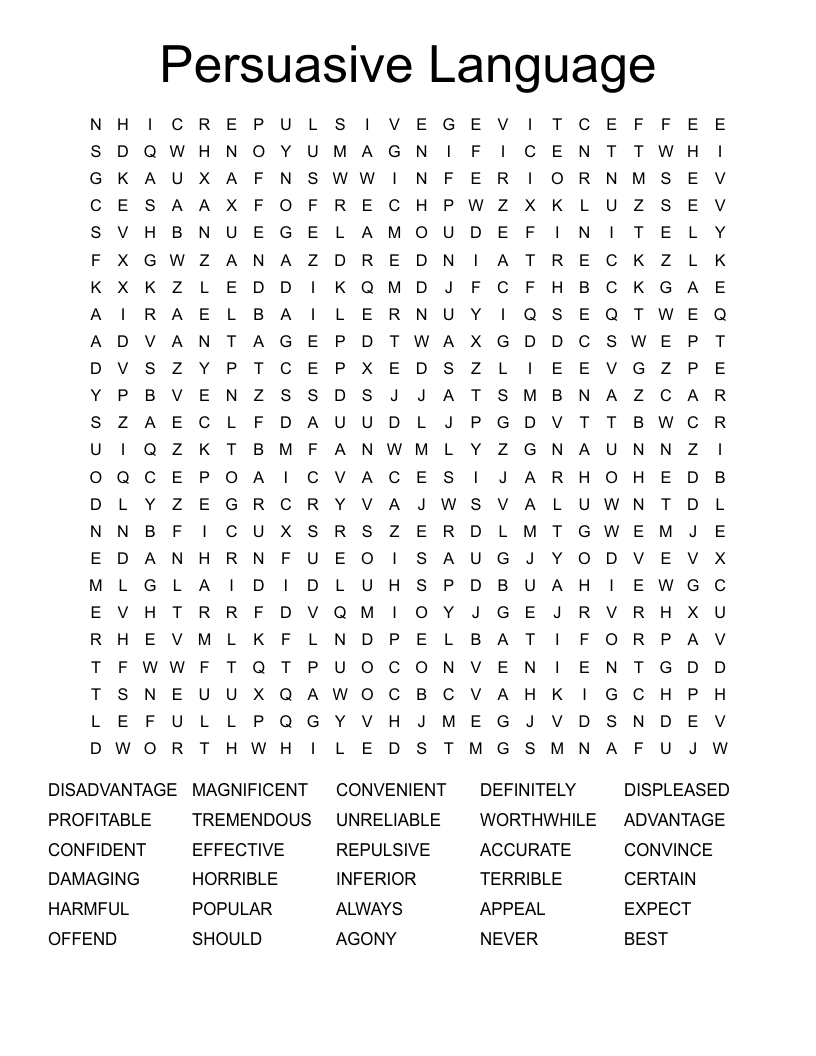 Persuasive Language Word Search