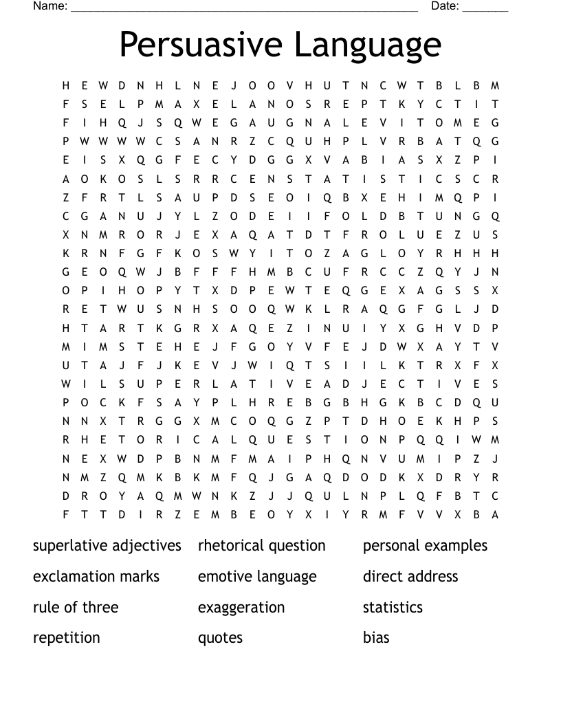 Persuasive Language Word Search