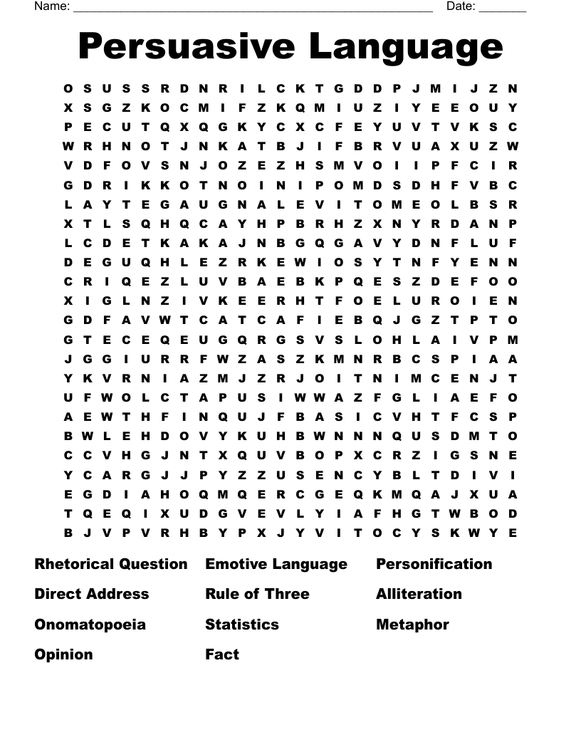 Persuasive Language Word Search