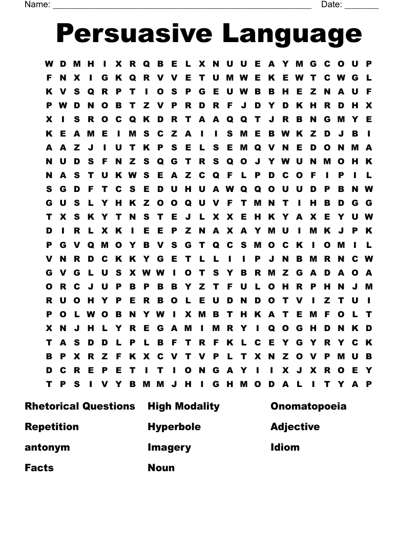 Persuasive Language  Word Search