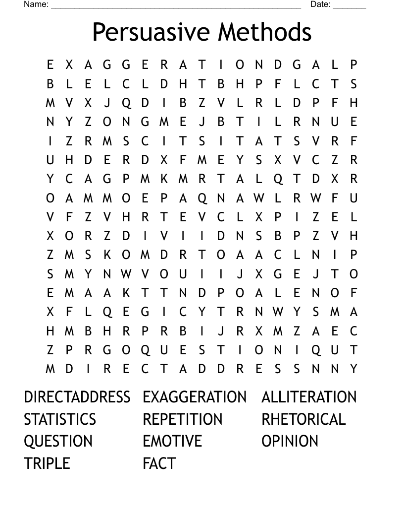 Persuasive Methods Word Search