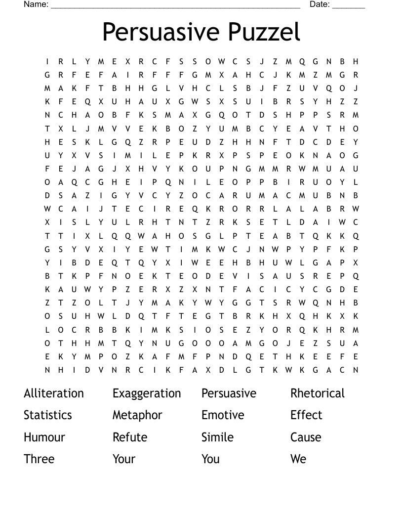 Persuasive Puzzel Word Search