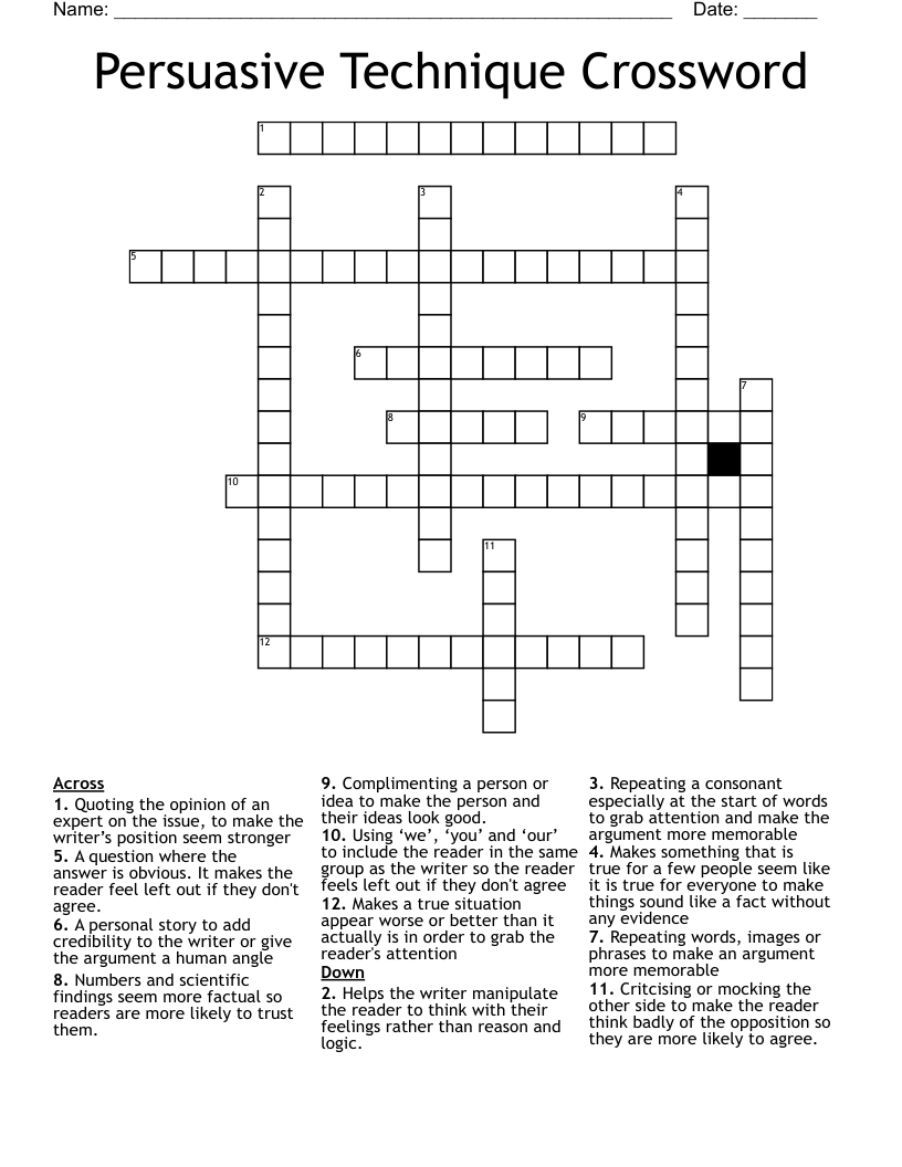 Persuasive Technique Crossword