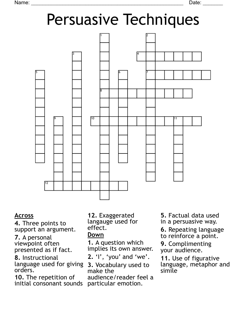 Persuasive Techniques Crossword