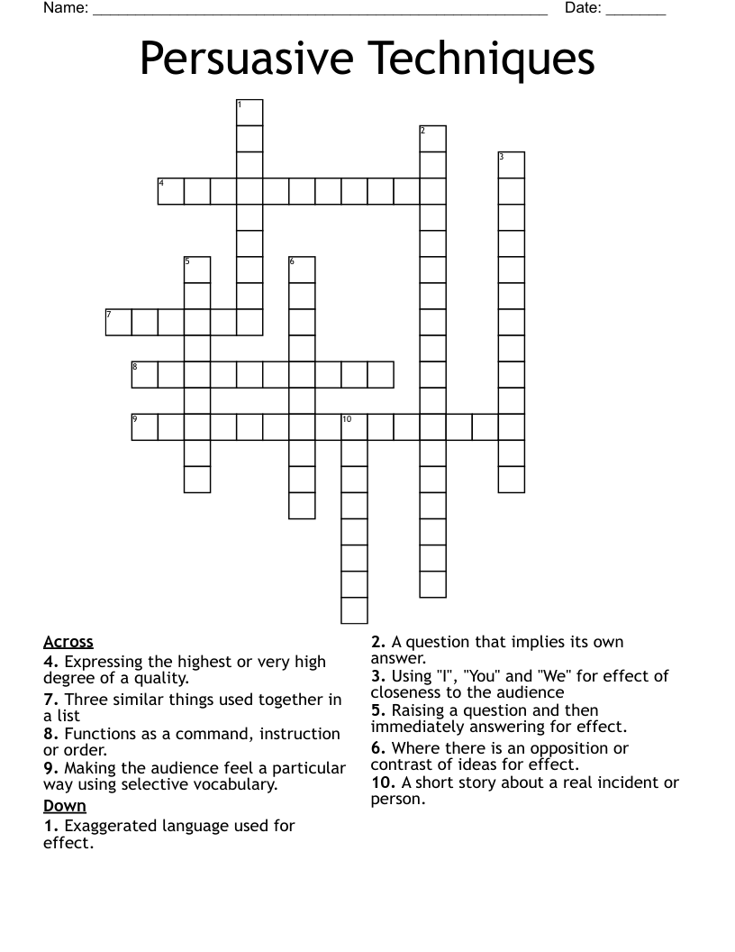 Persuasive Techniques Crossword
