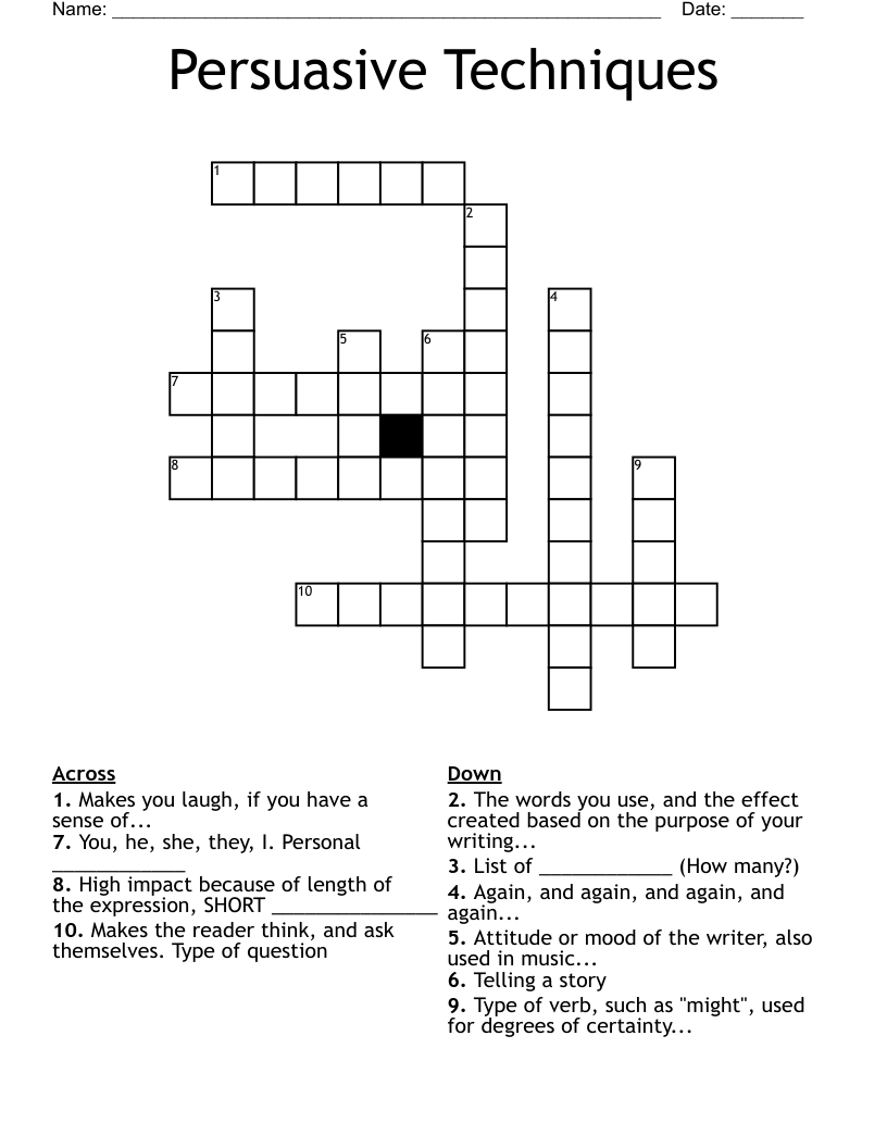 Persuasive Techniques Crossword