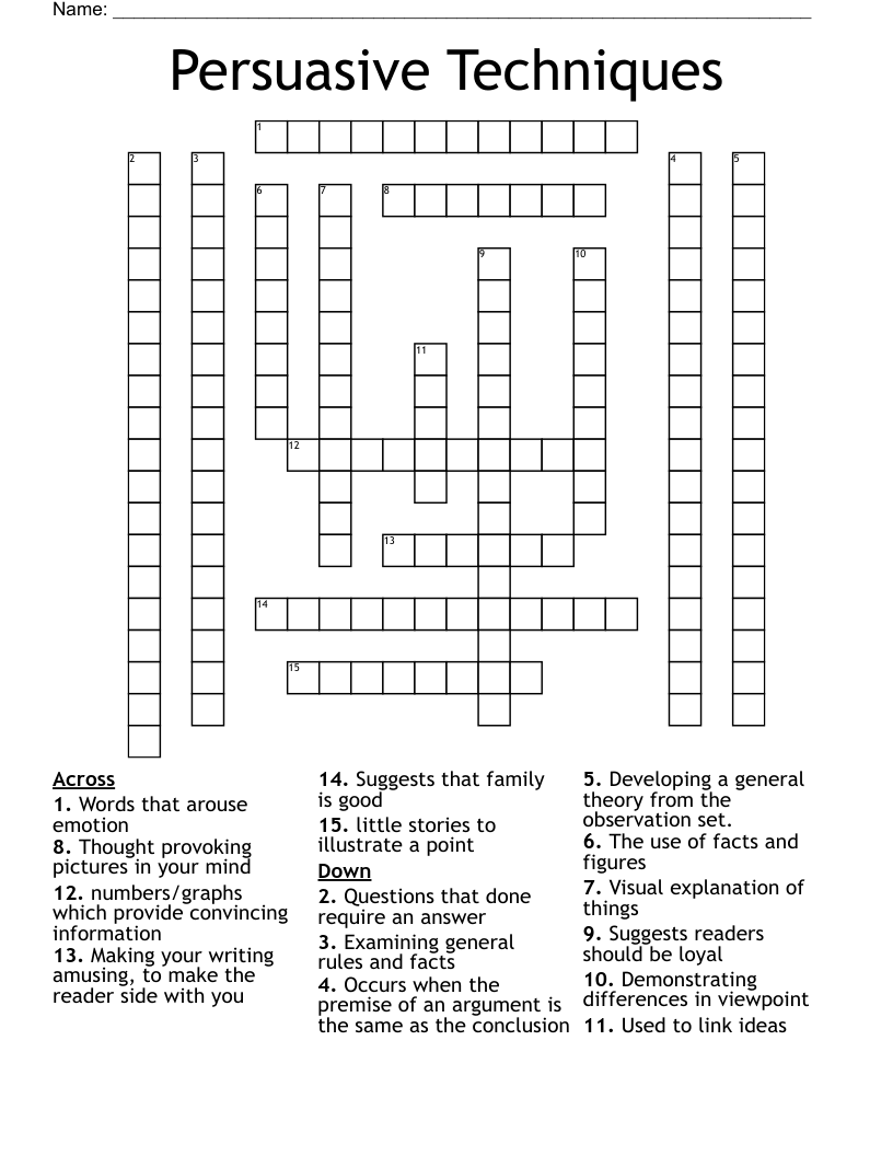 Persuasive Techniques Crossword