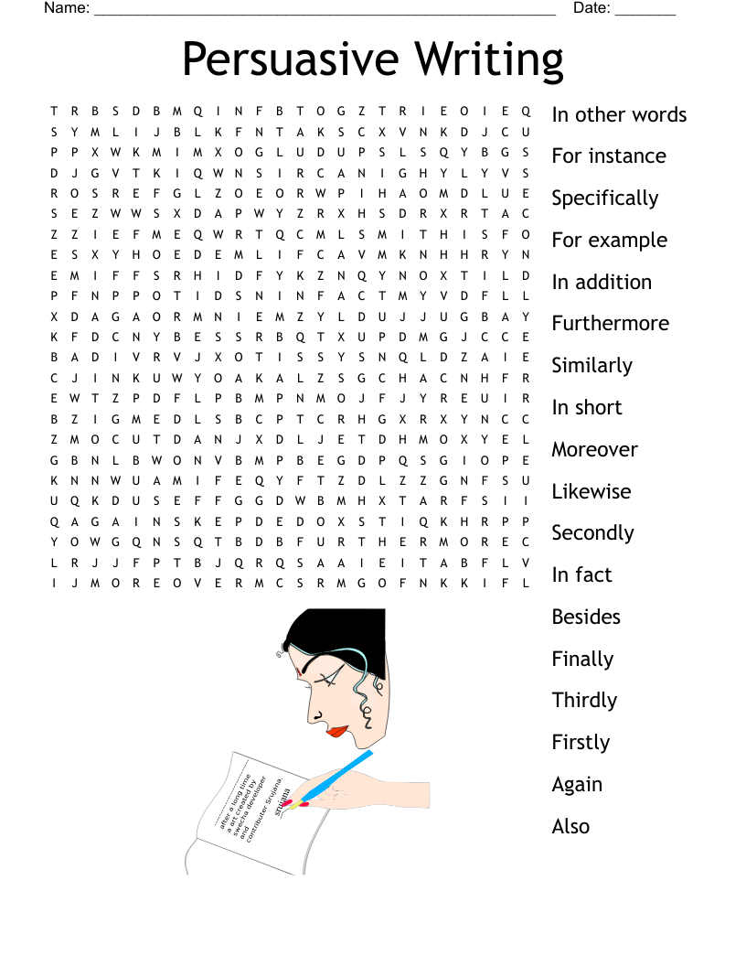 Persuasive Writing Word Search